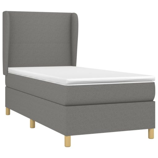 Box spring postelja z vzmetnico temno siva 80x200 cm blago - Image 3