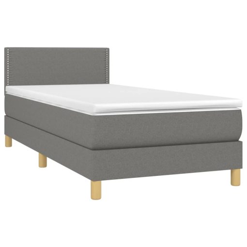 Box spring postelja z vzmetnico temno siva 80x200 cm blago - Image 3