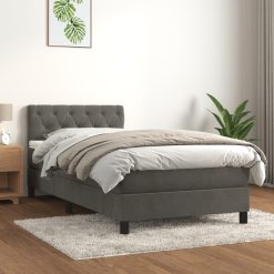 Box spring postelja z vzmetnico temno siva 80x200 cm žamet