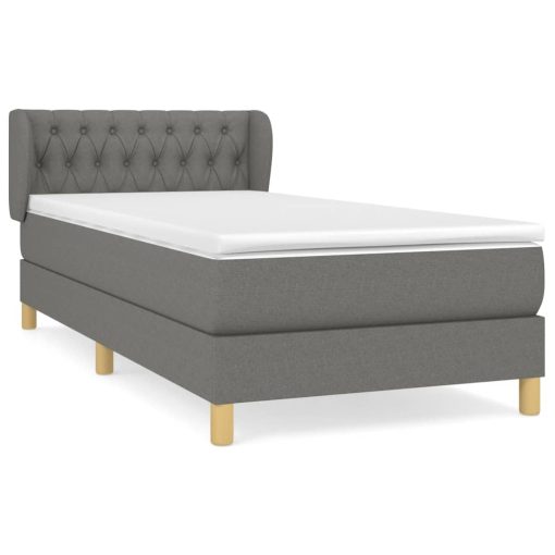 Box spring postelja z vzmetnico temno siva 90x190 cm blago - Image 2