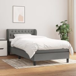 Box spring postelja z vzmetnico temno siva 90x190 cm blago