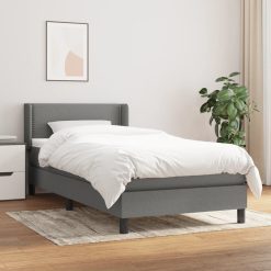 Box spring postelja z vzmetnico temno siva 90x190 cm blago