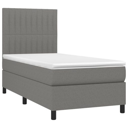 Box spring postelja z vzmetnico temno siva 90x190 cm blago - Image 3