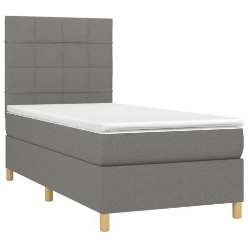 Box spring postelja z vzmetnico temno siva 90x190 cm blago - Image 3