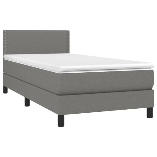 Box spring postelja z vzmetnico temno siva 90x190 cm blago - Image 3