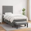 Box spring postelja z vzmetnico temno siva 90x190 cm blago