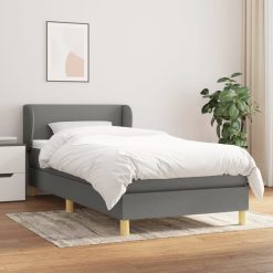 Box spring postelja z vzmetnico temno siva 90x190 cm blago