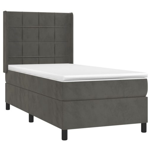 Box spring postelja z vzmetnico temno siva 90x200 cm žamet - Image 3