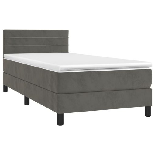 Box spring postelja z vzmetnico temno siva 90x200 cm žamet - Image 3