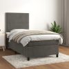 Box spring postelja z vzmetnico temno siva 90x200 cm žamet