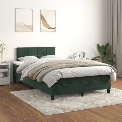 Box spring postelja z vzmetnico temno zelena 120x200 cm žamet