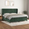 Box spring postelja z vzmetnico temno zelena 200x200 cm žamet