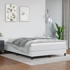 Box spring posteljni okvir bel 140x190 cm umetno usnje