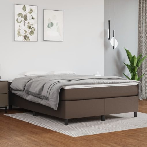 Box spring posteljni okvir rjav 140x190 cm umetno usnje