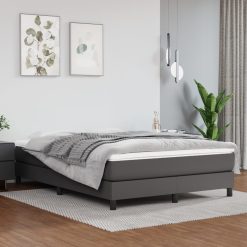 Box spring posteljni okvir siv 140x190 cm umetno usnje