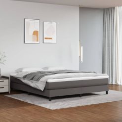 Box spring posteljni okvir siv 160x200 cm umetno usnje