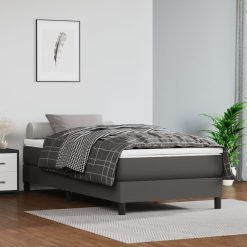 Box spring posteljni okvir siv 90x190 cm umetno usnje
