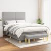 Box spring posteljni z vzmetnico svetlo siv 140x190 cm blago