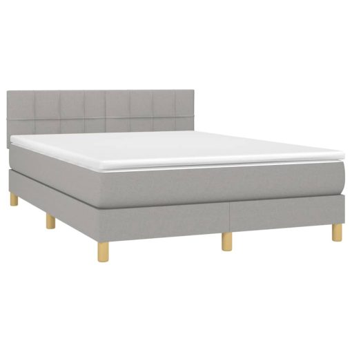 Box spring posteljni z vzmetnico svetlo siv 140x190 cm blago - Image 3