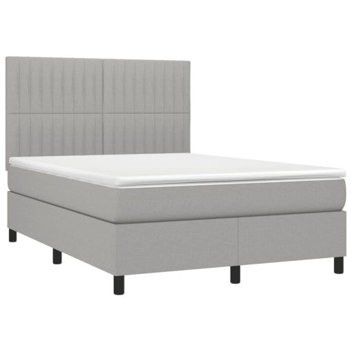 Box spring posteljni z vzmetnico svetlo siv 140x190 cm blago - Image 3