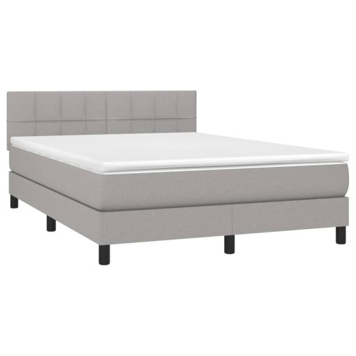 Box spring posteljni z vzmetnico svetlo siv 140x190 cm blago - Image 3