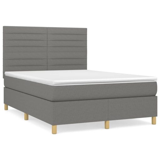 Box spring posteljni z vzmetnico temno siv 140x190 cm blago - Image 2