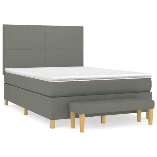 Box spring posteljni z vzmetnico temno siv 140x190 cm blago - Image 2