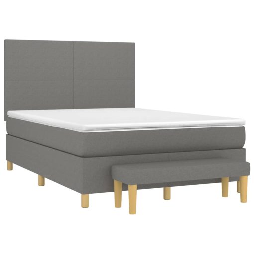 Box spring posteljni z vzmetnico temno siv 140x190 cm blago - Image 3