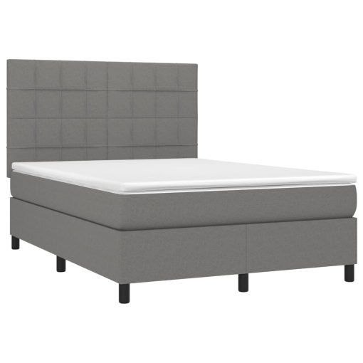 Box spring posteljni z vzmetnico temno siv 140x190 cm blago - Image 3