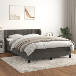 Box spring posteljni z vzmetnico temno siv 140x190 cm žamet