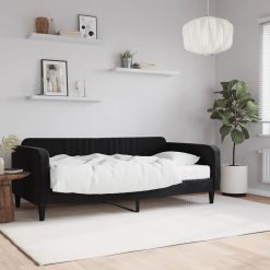 Dnevna postelja z vzmetnico črna 90x190 cm žamet