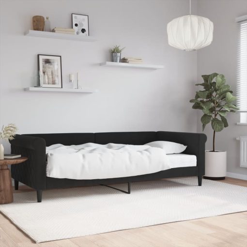 Dnevna postelja z vzmetnico črna 90x200 cm žamet