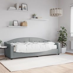 Dnevna postelja z vzmetnico svetlo siva 80x200 cm blago