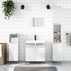 Garnitura kopalniških omaric 3-delna visok sijaj bela inž. les