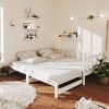 Izvlečna dnevna postelja bela 2x(90x200) cm trdna borovina