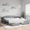 Izvlečna dnevna postelja s predali svetlo siva 100x200 cm blago