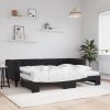 Izvlečna dnevna postelja z vzmetnicami črna 80x200 cm žamet