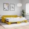 Izvlečna dnevna postelja z vzmetnicami rumena 90x200 cm žamet