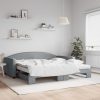 Izvlečna dnevna postelja z vzmetnicami siva 100x200 cm blago