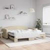 Izvlečna dnevna postelja z vzmetnico krem 100x200 cm blago