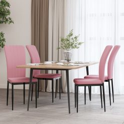 Jedilni stoli 4 kosi roza žamet