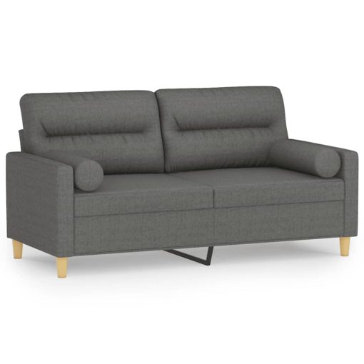 Kavč dvosed z blazinami temno siv 140 cm blago - Image 2
