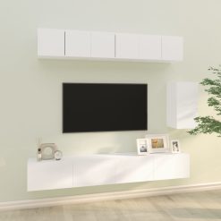 Komplet TV omaric 6-delni bel inženirski les