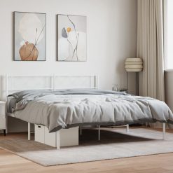 Kovinski posteljni okvir z vzglavjem bel 120x200 cm