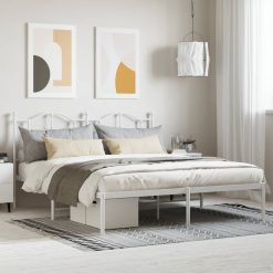 Kovinski posteljni okvir z vzglavjem bel 160x200 cm