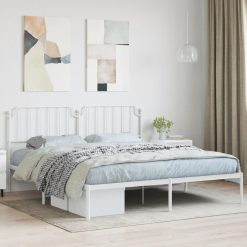 Kovinski posteljni okvir z vzglavjem bel 180x200 cm
