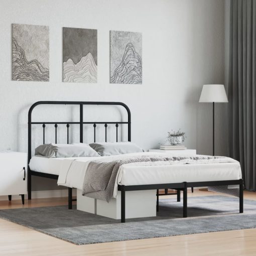 Kovinski posteljni okvir z vzglavjem črn 120x190 cm
