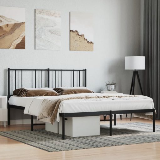 Kovinski posteljni okvir z vzglavjem črn 120x200 cm