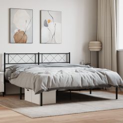 Kovinski posteljni okvir z vzglavjem črn 140x190 cm
