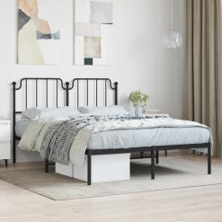 Kovinski posteljni okvir z vzglavjem črn 140x190 cm